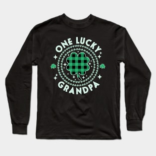 One Lucky Grandpa Green Irish Shamrocks St Patricks Day Long Sleeve T-Shirt